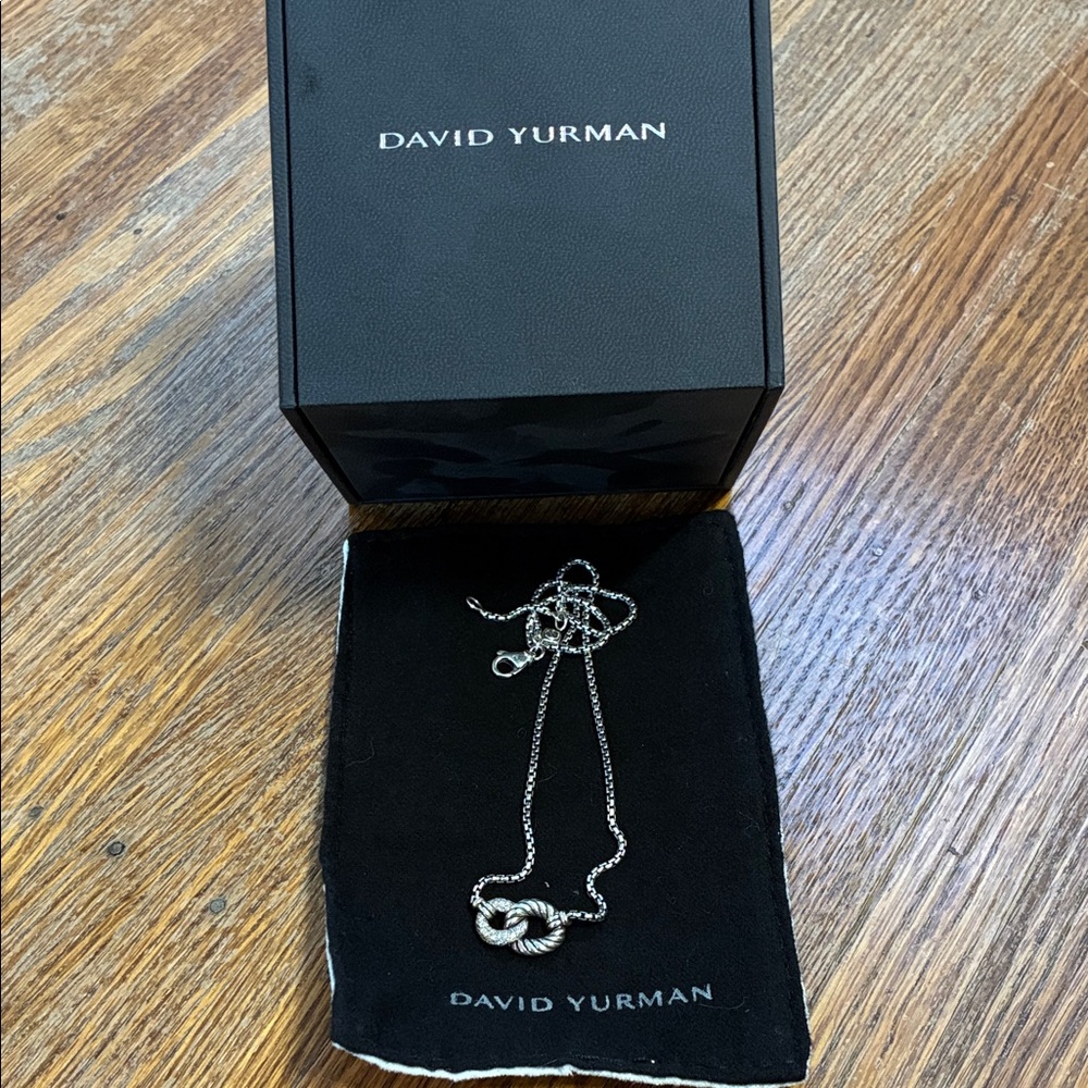 David Yurman Silver and Diamond Infinity Knot Pendant